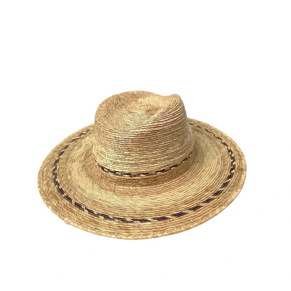 Hemlock Hat Madero Fedora 100% Palm Straw Hat Size XL unisex toast tan boho